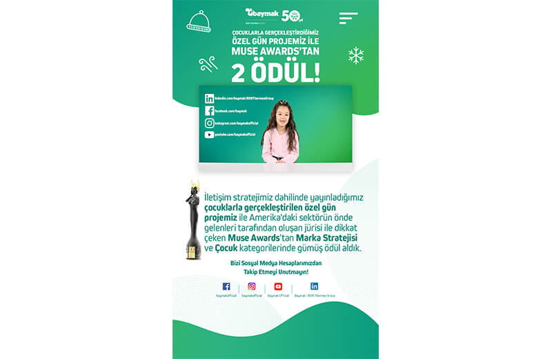 BAYMAK’A MUSE AWARDS’TAN 2 ÖDÜL